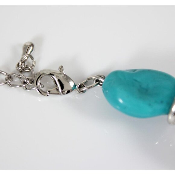 Faux Turquoise & Resin Bead 6-Strand Choker Style Necklace 16.5" Costume - Picture 4 of 4